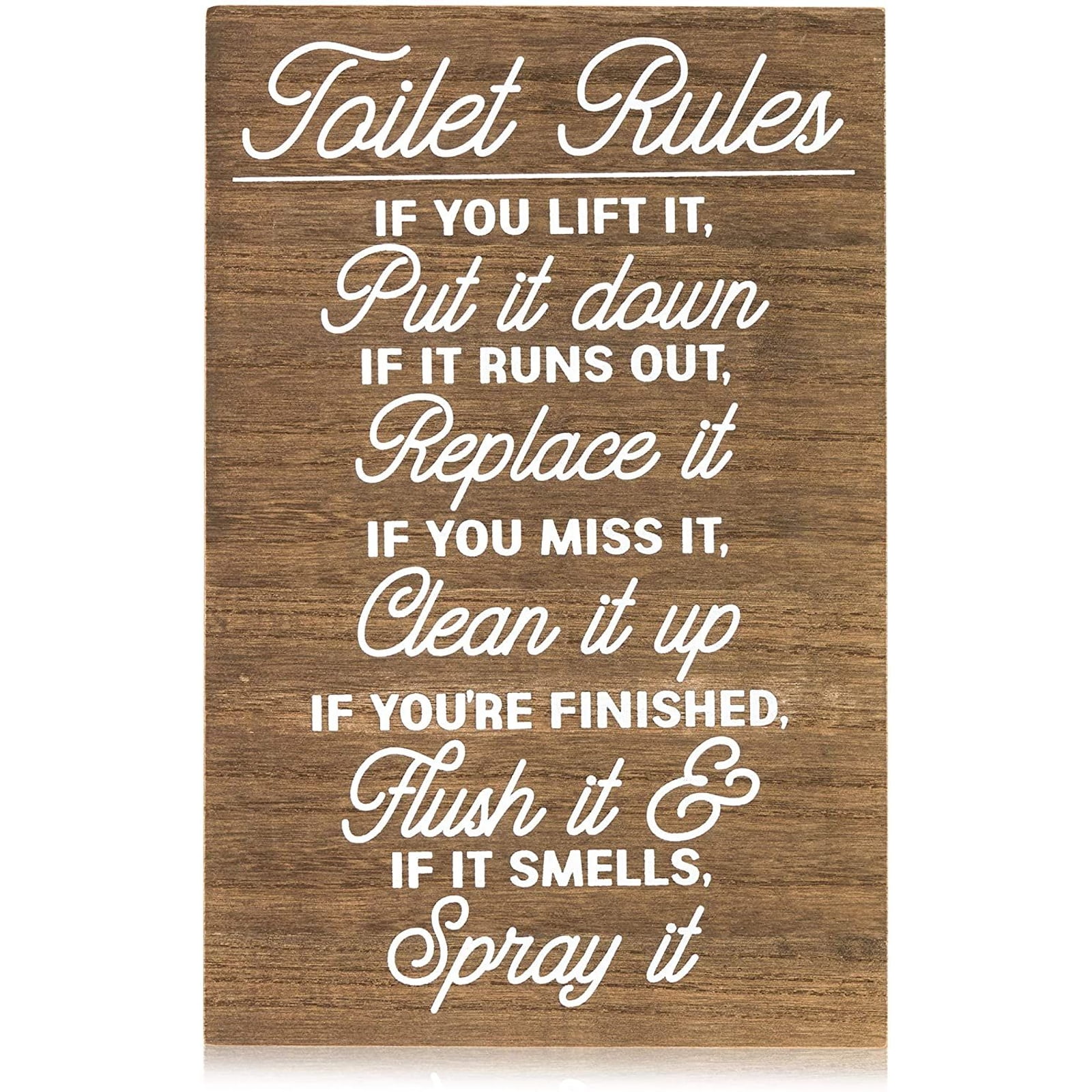 Please flush the toilet sign bathroom home decor funny sign rustic old look wood 