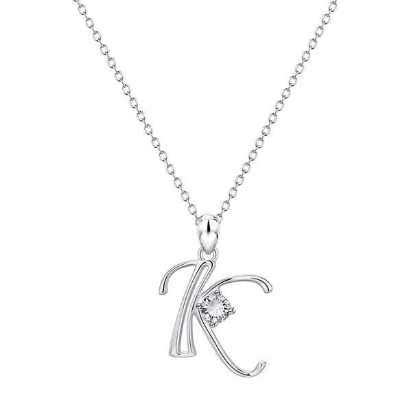 26 Initial Alphabet Shape Rhinestone Collar para Mujeres Collares para Mujeres A Z 26 Alphabet Initial Silver Collares para Mujeres Niñas