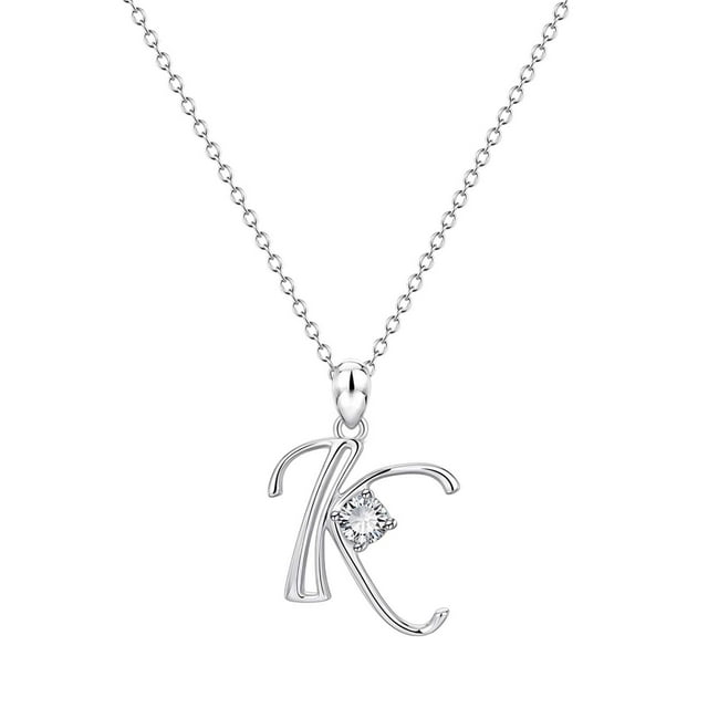 SIfdSeng Collier en Strass en Forme d'Alphabet Initial 26 pour Femmes Colliers pour Femmes A Z 26 Alphabet Initial Colliers Argentés pour Femmes Filles
