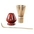 thumbnail image 1 of Abbracc 3Pcs Ceramic Matcha Ceremony Set Matcha Whisk Set Handmade Handcrafted Japanese red, 1 of 6