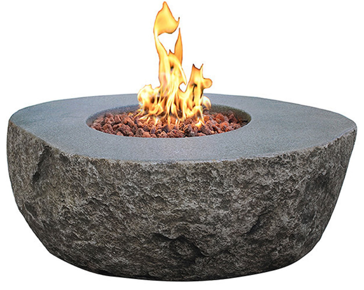 Elementi Outdoor Boulder Fire Pit Table, Lava Rock Fire Pit Table