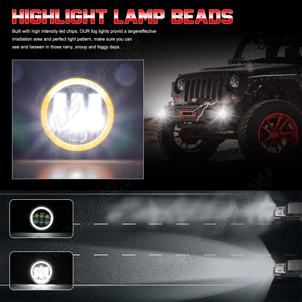 CHUSYYRAY 7 Inch LED Headlamp Headlights & 4'' Fog Lights Combo Kit For Jeep Wrangler JK 2007 2008 2009 2010 2011 2012 2013 2014 2015 2016 2017 2018