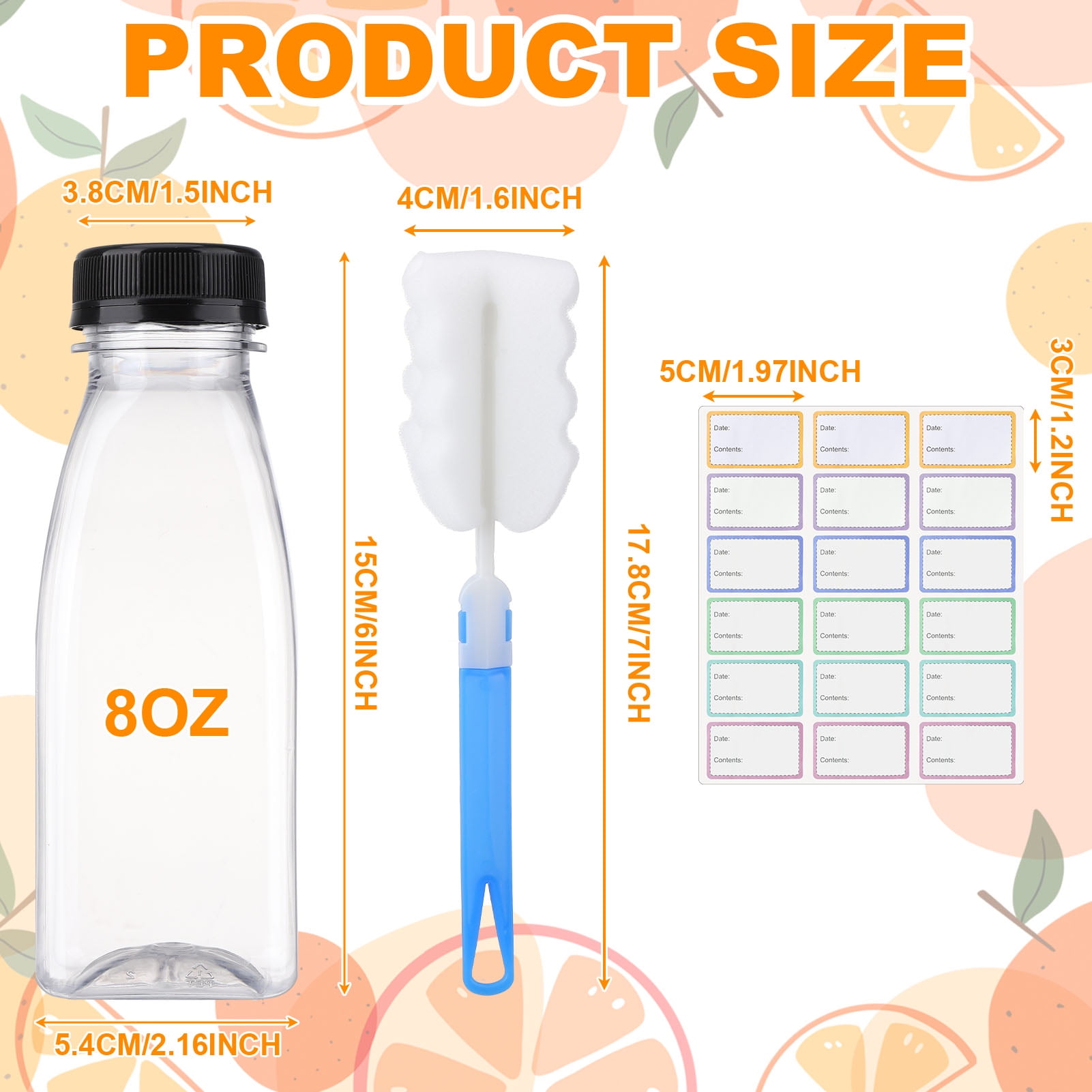 3-Pack 8 Oz Plastic Juice Bottles – Reusable Beverage Containers With Black Lids, Food Grade PET, For Drinks, Milk, Smoothies, Parties