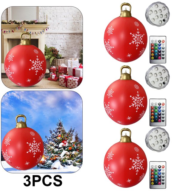 3 Piezas 60 Cm Inflable Navidad PVC Resplandor Fiesta Nuevo (copo Nieve 2) Rojo