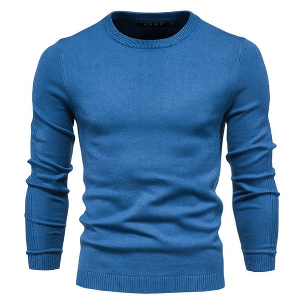 2021 nuevo suéter grueso de invierno para hombres cuello redondo Color sólido manga larga suéteres delgados cálidos suéter para hombres ropa masculina AIOPESON Suéter de acrílico con cuello redondo