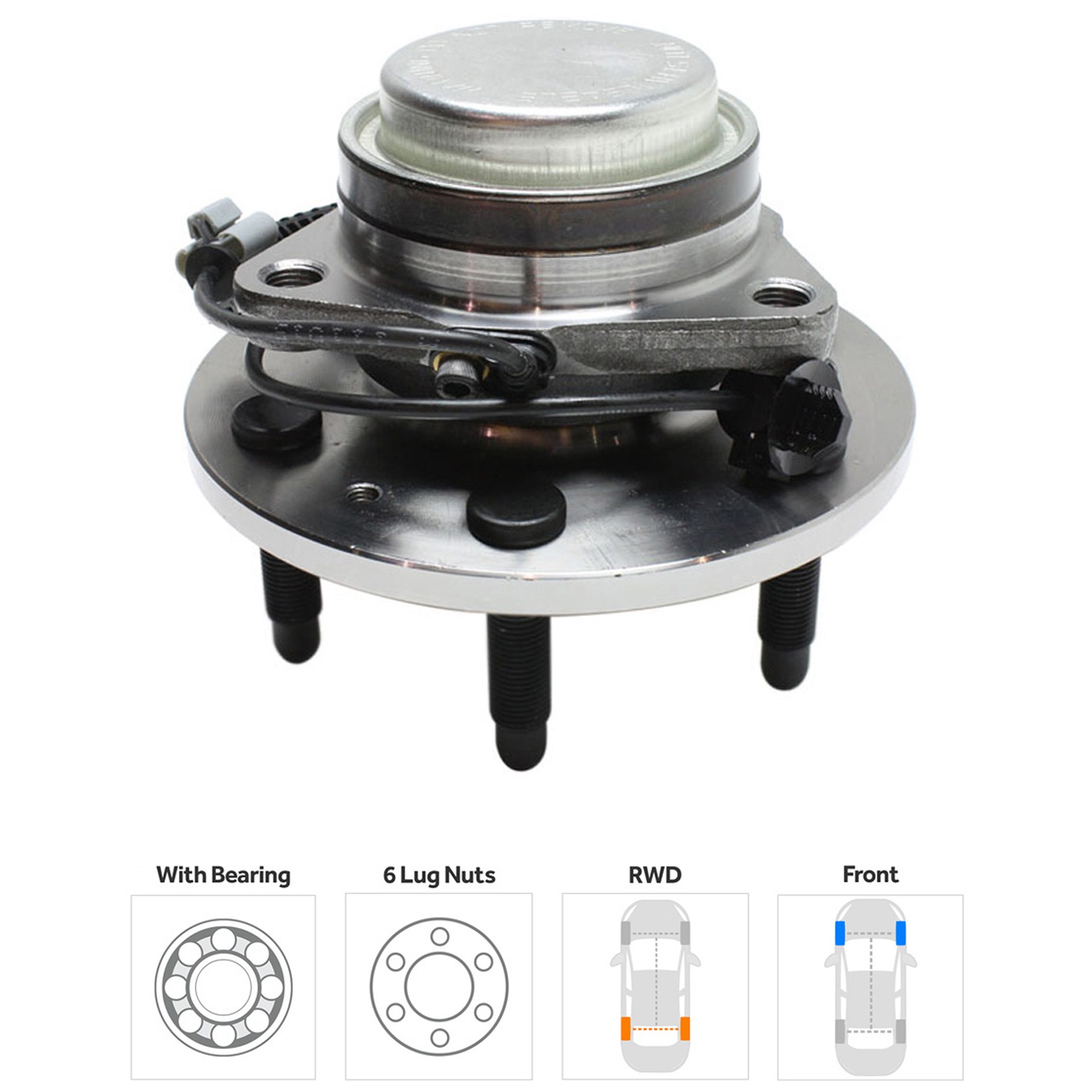Wheel Hub Compatible For 2007-2014 Cadillac Escalade 2007-2013 Chevrolet Avalanche 8Cyl 6.2L 6.0L 5.3L Front, Left Driver or Right Passenger Bearing included