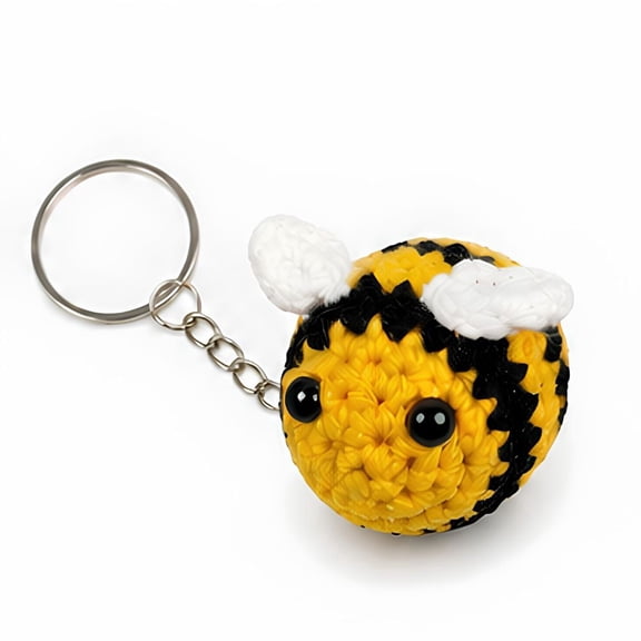 Handmade Crochet Bee Shape Keychain – Cute Soft Knitted Key Ring Charm for Bags, Keys & Gifts