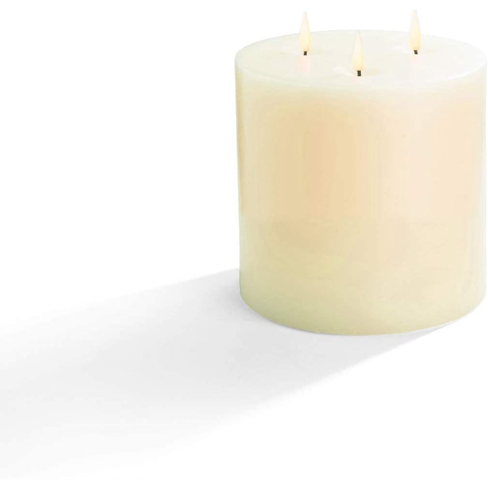 3 Wick Flameless Candle 6x6 Large Pillar Candle, Realistic 3D