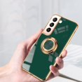 thumbnail image 3 of Case for Samsung Galaxy S22 Ultra Ring Holder Case Shiny Plating Rose Gold Edge with 360 Degree Rotation Kickstand for Women Girls Slim Soft Flexible TPU Protective Cover Case, 6.8 Inch, Teal, 3 of 8