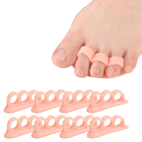 Hammer Toe Crests Straightener, Gel Toe Support Pads Cushion Relief for Overlapping-Curled-Hammer-Claw Toes, 3 Loop Design, Beige-8 Pieces