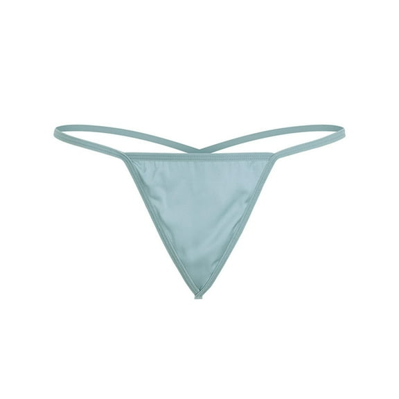 Panties for Women,Elegant Ladies Satin Low Rise Seamless Solid Thong Panties with Delicate Thin Waistband for Comfort,Womens Underwear,Mint Green,A
