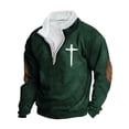 thumbnail image 4 of Aobny Mock Neck Light Hoodies for Men 1/4 Zip Christian Pullover Green Hoodie Men Fishing Shirts,L, 4 of 5