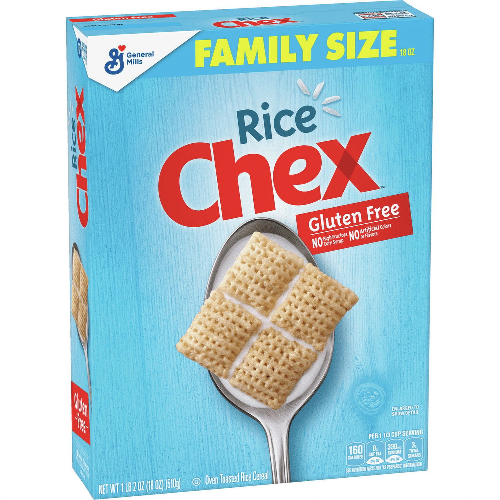 Rice Chex Gluten-Free Breakfast Cereal, Family Size, 18 oz.