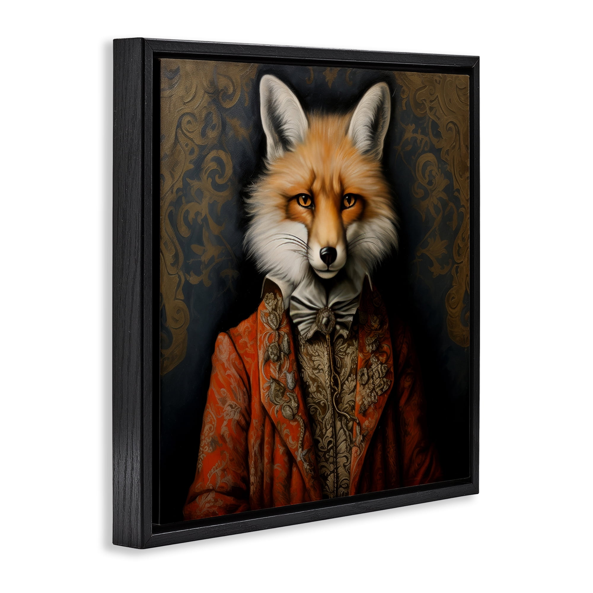 Stupell Industries Mystical Metamorphosis Fox Black Framed Floater Canvas Wall Art, design by Lazar Studio