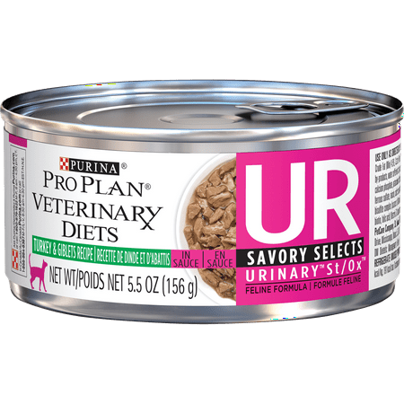(24 Pack) Purina Pro Plan Veterinary Diets UR Urinary St/Ox Savory Selects Feline Formula Turkey & Giblet Recipe in Sauce Wet Cat Food, 5.5 oz. Cans