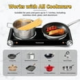 thumbnail image 7 of Techwood 1800W Electric Hot Plate Cooktop for Cooking,Infrared Ceramic Countertop Stove Top 2 Burners,Stainless Steel Portable Electric Burner,Knob Control,Easy To Clean(Black), 7 of 7