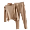 thumbnail image 1 of Jumpingount Ropa interior térmica de algodón grueso para invierno frío, pijama adelgazante de manga larga, traje elástico de cuello medio alto, conjuntos de ropa Caqui claro SG, 1 of 6
