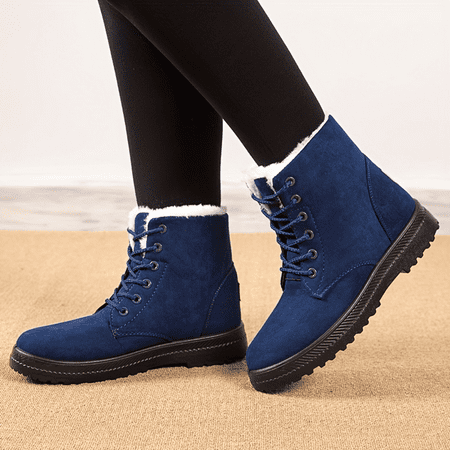 

SHENZHYIXINC Cozy Women‘s Plush Inner Round Toe Ankle Boots for Non Slip Winter Style Warm and Comfortable Mid Calf Winter Boots with Outdoor Platform for Added Traction