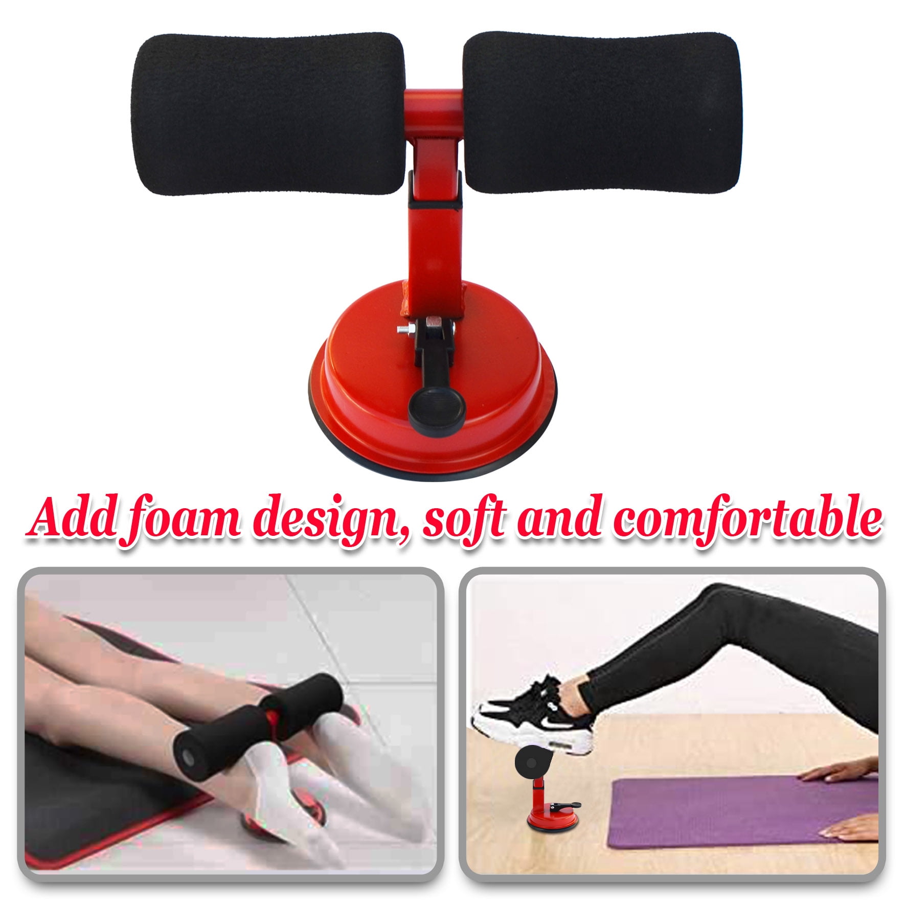 Sunny Sit Up Bar Adjustable Sit Up Assistant Device Household Fitness Equipment for Body Abdominal Stretching Muscle Training(Red with black)