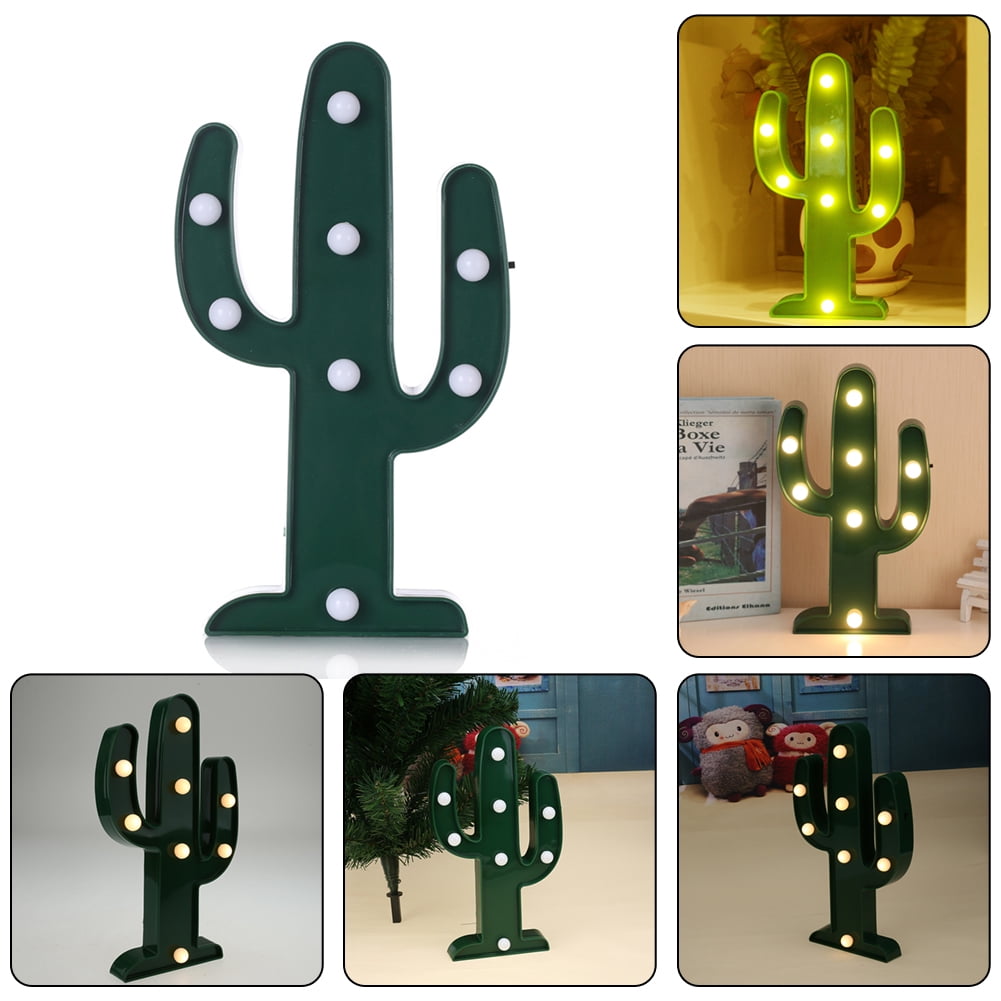 3D LED Night Light Cactus Romantic Table Lamp Marble Home Christmas Party Decor