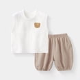 thumbnail image 2 of Gubotare Toddler Summer Pajamas Girl Girls Pajamas Set, Soft Satin Lightweight Silk Button-Down Top with Shorts 2 Piece PJS for Kids 2T 3T (Khaki,2-3 Years), 2 of 7