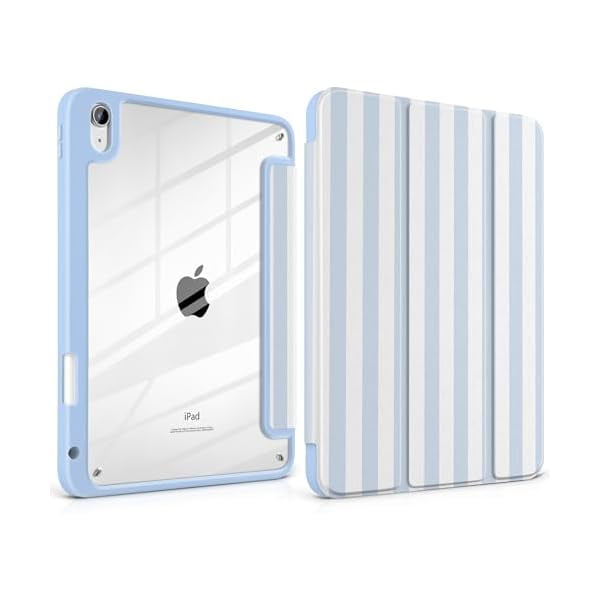 wonim11 Case for iPad (A16) 11th Generation 11 inch 2025 /iPad 10th Gen 10.9 2022- Cute Patterns Functional Protection with Clear Back Shell Magnetic Wake Sleep Trifold Stand, Stripe Blue