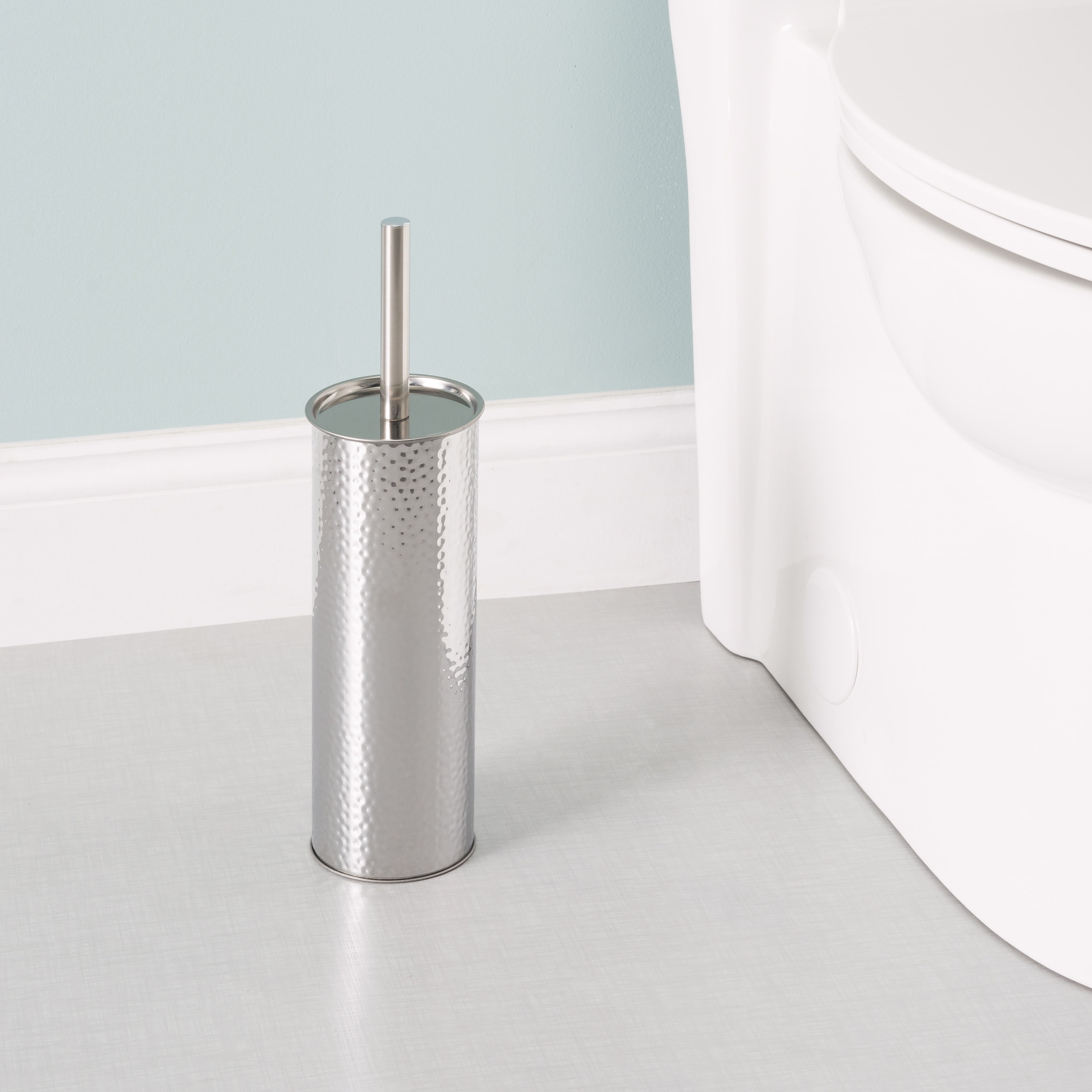 Home Basics Hammered Stainless Steel Toilet Brush Holder