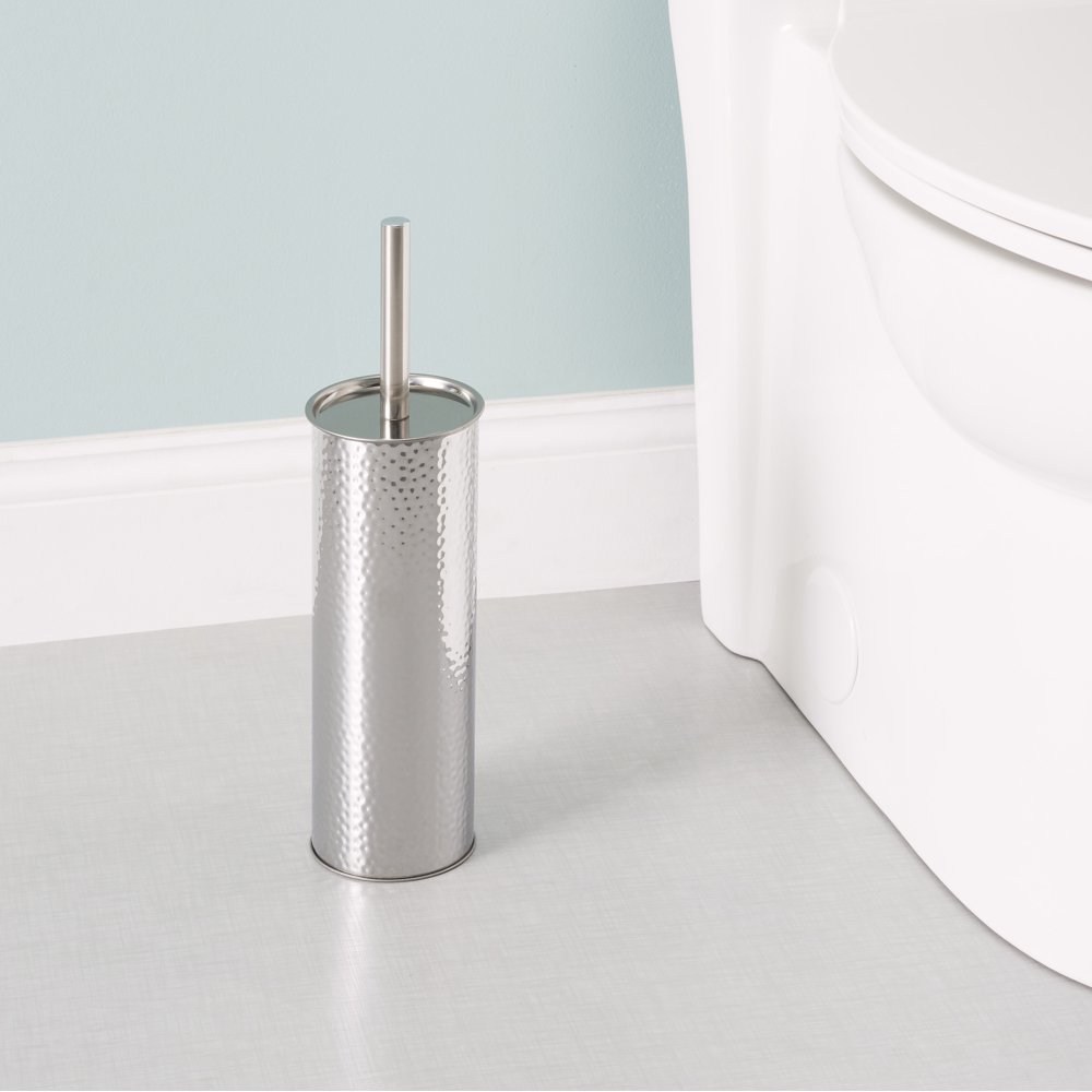 Hammered Stainless Steel Toilet Brush Holder