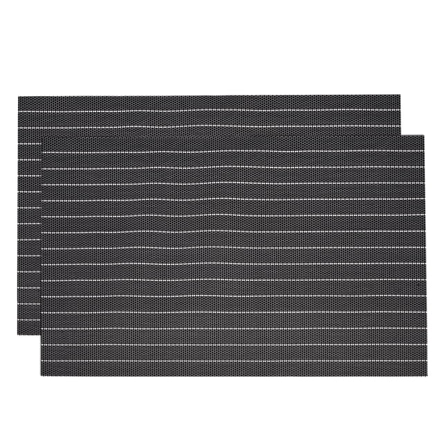 Unique Bargains Napperons, 450x300mm Napperons Lot de 2 PVC Lavables Tissés Noir