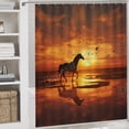 thumbnail image 5 of 4Pcs Modern Horse Shower Curtain Sets with Non-Slip Rugs,Toilet Lid Cover and Bath Mat,Nature Animal Colourful Sunset Shower Curtain with 12 Hooks,Bath Shower Curtain for Bathroom Decor, 5 of 8