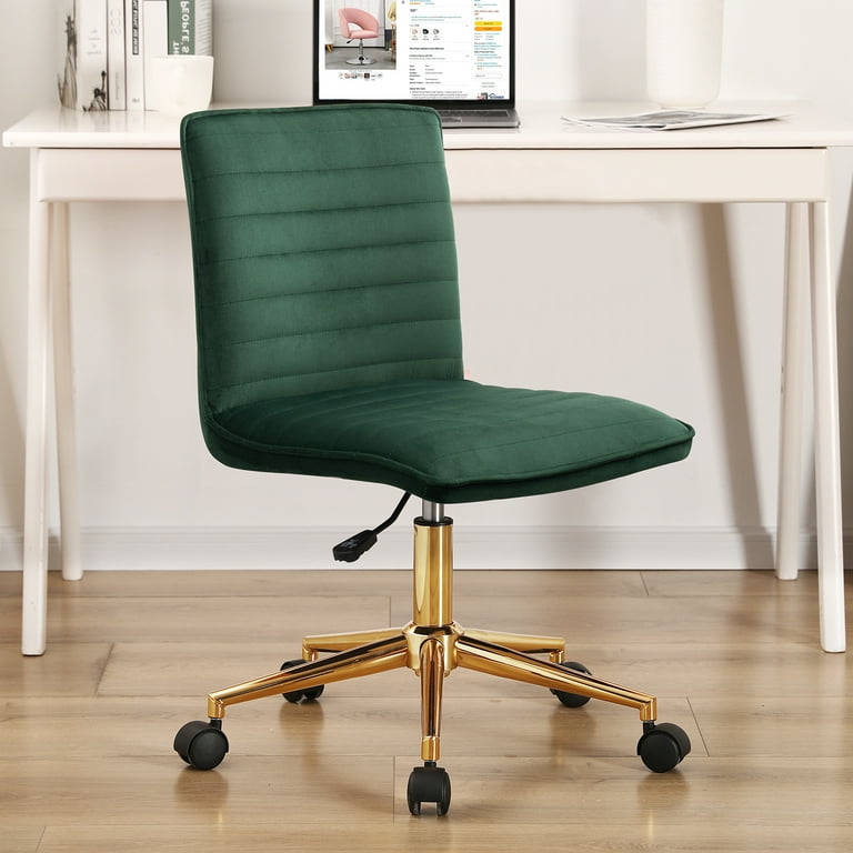 Dark Green Velvet Home Office Desk Task Chair with Rolling Wheels