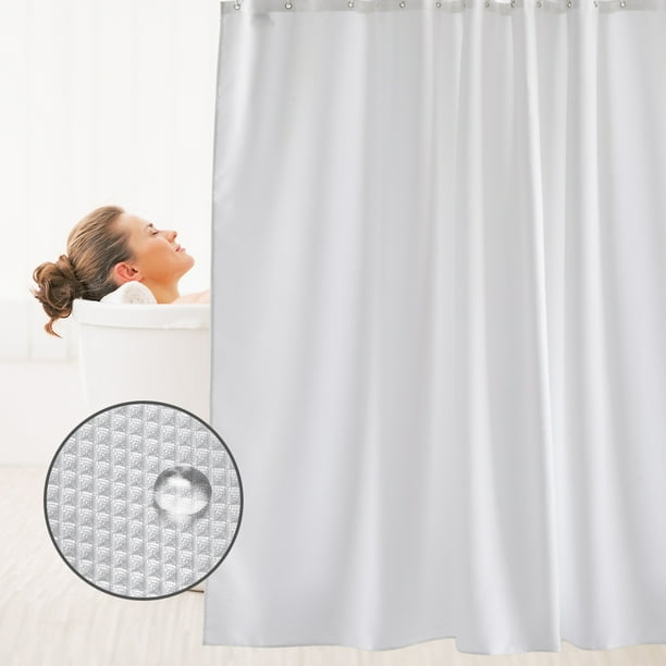 Hotel Waffle Weave Shower Curtain Cotton/Polyester Fabric Long 72x72