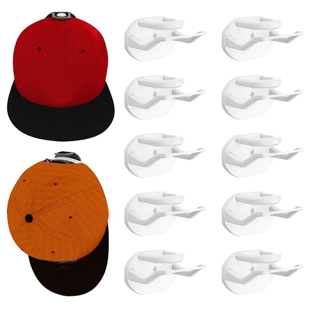 Hanging Hooks Plastic, Hook Hooks, 10X Baseball Cap Hook Cap Adhesive Hook Traceless Cap Hook(Multi-color One Size)