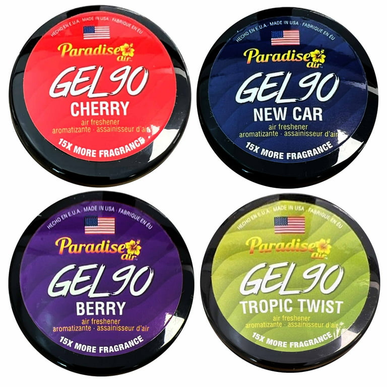 4 Paradise Gel Air Freshener 90 Days Lasting Aroma Car Fragrance Assorted  Scents