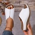 thumbnail image 6 of HomeDM Women's Wedge Platform Sandals Open Peep Toe Slip-On Casual Summer Beach Vacations Slide Sandals, White Size 5.5, 6 of 9