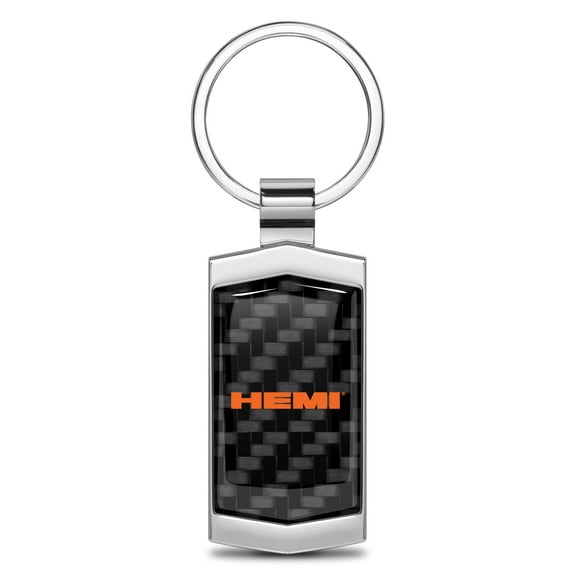 iPick Image for HEMI Logo Real Black Carbon Fiber Chrome Metal Case Key Chain, Official Licensed