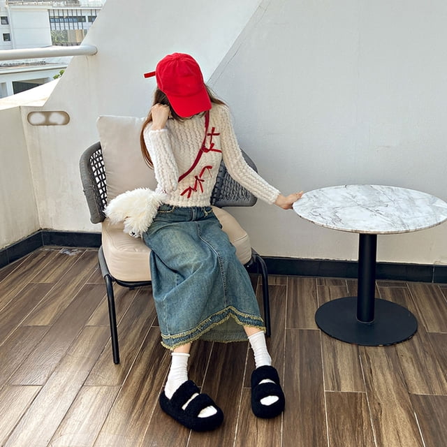 Pantuflas de mujer con suela gruesa y alza, negras, con doble tira y estampado de letras, estilo moderno para otoño e invierno, cómodas, talla 37 Rkxzt