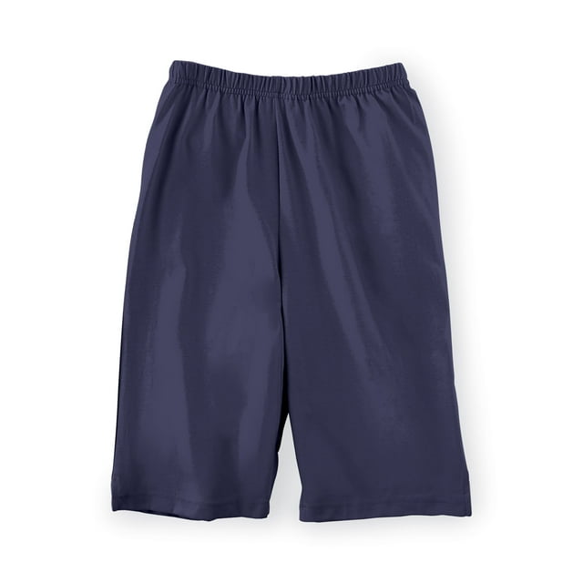 Shorts estilo bermuda con cintura elástica para mujer, color azul marino, talla 2X grande