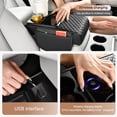 thumbnail image 4 of Car Armrest Riser Pad with Wireless Charging, Nappa Leather Console Organizer, Dual Cup Holders, Side Pocket Storage for Enhanced Driving Comfort & Phone Power, 4 of 8