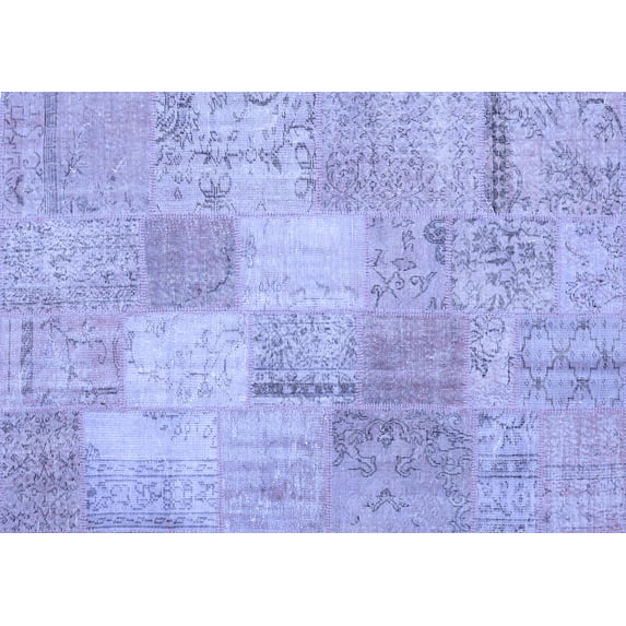 Ahgly Company Indoor Rectangle Patchwork Blue Transitional Area Rugs, 2' x 3'