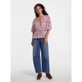 thumbnail image 3 of Scenario Women's Front Tie Peplum Top with 3/4-Length Sleeves, Size XS-XXXL, 3 of 6