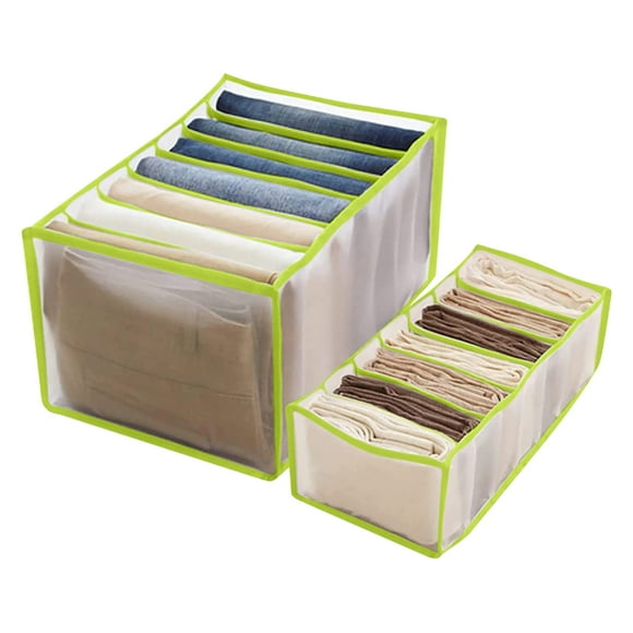 Agiferg 2pc 7 Grids Washable Wardrobe Clothes Organizer Jeans Leggings Compartment Storage Box (36x17x12cm)/(36x25x20cm)