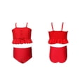 thumbnail image 1 of Girls Two Piece Swimsuit Set 2026 Solid Color Ruffle & Bikini for Beach Pool Size 6-14 Years, 1 of 3