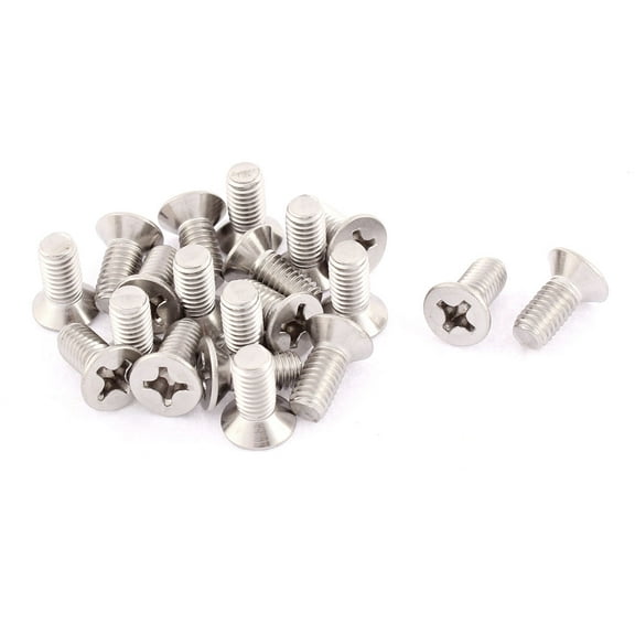 Unique Bargains M6 x 14mm Stainless Steel Head Countersunk Bolts Machine Screws Fasteners (20-pack)