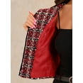thumbnail image 5 of DARING DIVA Tweed Jacket Round Neck Button Front Closure Long Sleeve L Red Black, 5 of 6