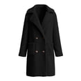 thumbnail image 7 of KICILVS Long Sherpa Jacket Women Fuzzy Button-Down Coat with Pockets Notched Collar Warm Winter Outerwear for Casual, 7 of 7