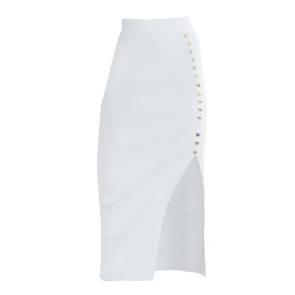 VUPSGEZ Jupe Aguichant Slim Irrégulière Tendance Mode Européenne et Américaine Tiroirs Jupe Demi-Corps (Blanc, TG)