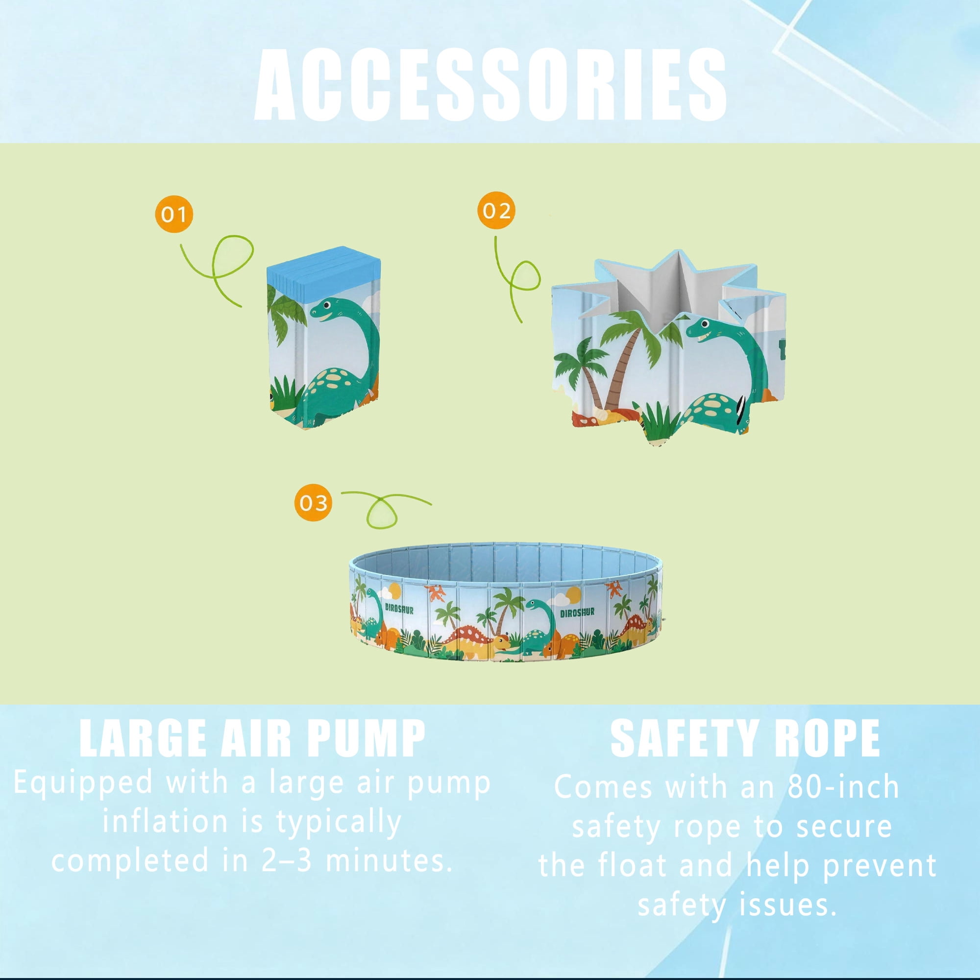 Everkeen 63" Large Foldable Swimming Pool for Kids, Hard Plastic Anti-Slip Dog Pool Indoor Outdoor Kiddie Family Pool