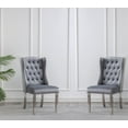 thumbnail image 1 of K-LIVING FILA GREY-COLORED TUFTED VELVET CHAIRS WITH STAINLESS STEEL LEGS & STURDY BACK HANDLE (2 CHAIRS), 1 of 5