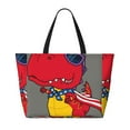 thumbnail image 2 of Xecao Dinosaur Super Hero Cartoon for versatile beach bag for women includes zipper pockets and waterproof material, ideal for vacations and adventures., 2 of 7